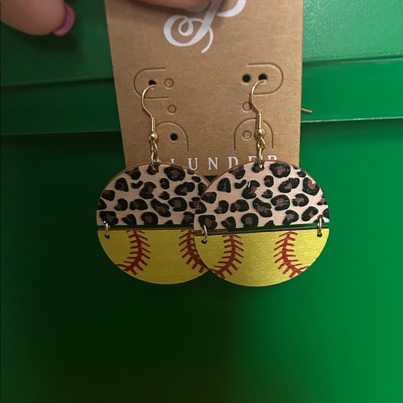 Jewelry - Leopard and Yellow Baseball Earrings